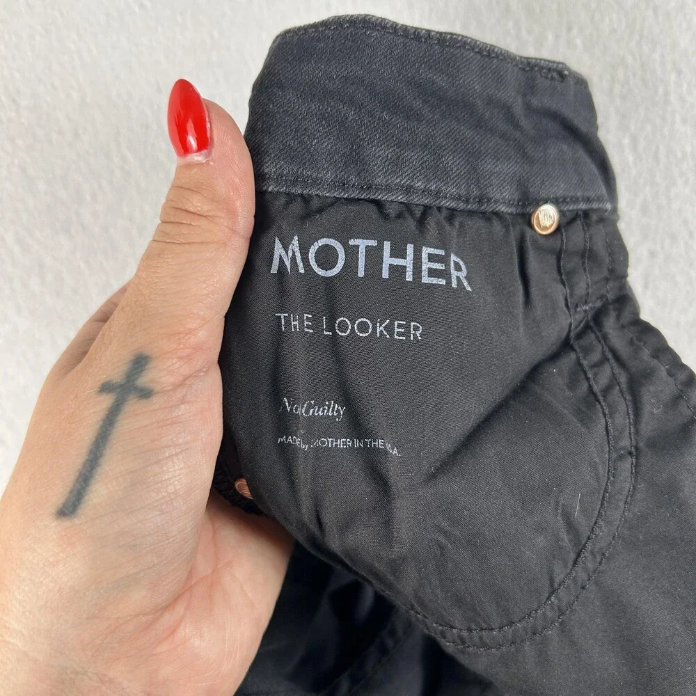 Mother The Looker Jeans Womens 25 Black Dark Wash Mid Rise Skinny USA